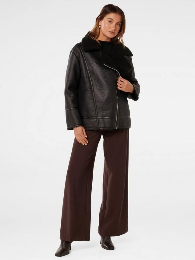 

Рэндди расслабленная куртка авиатор Borg Forever New, Black