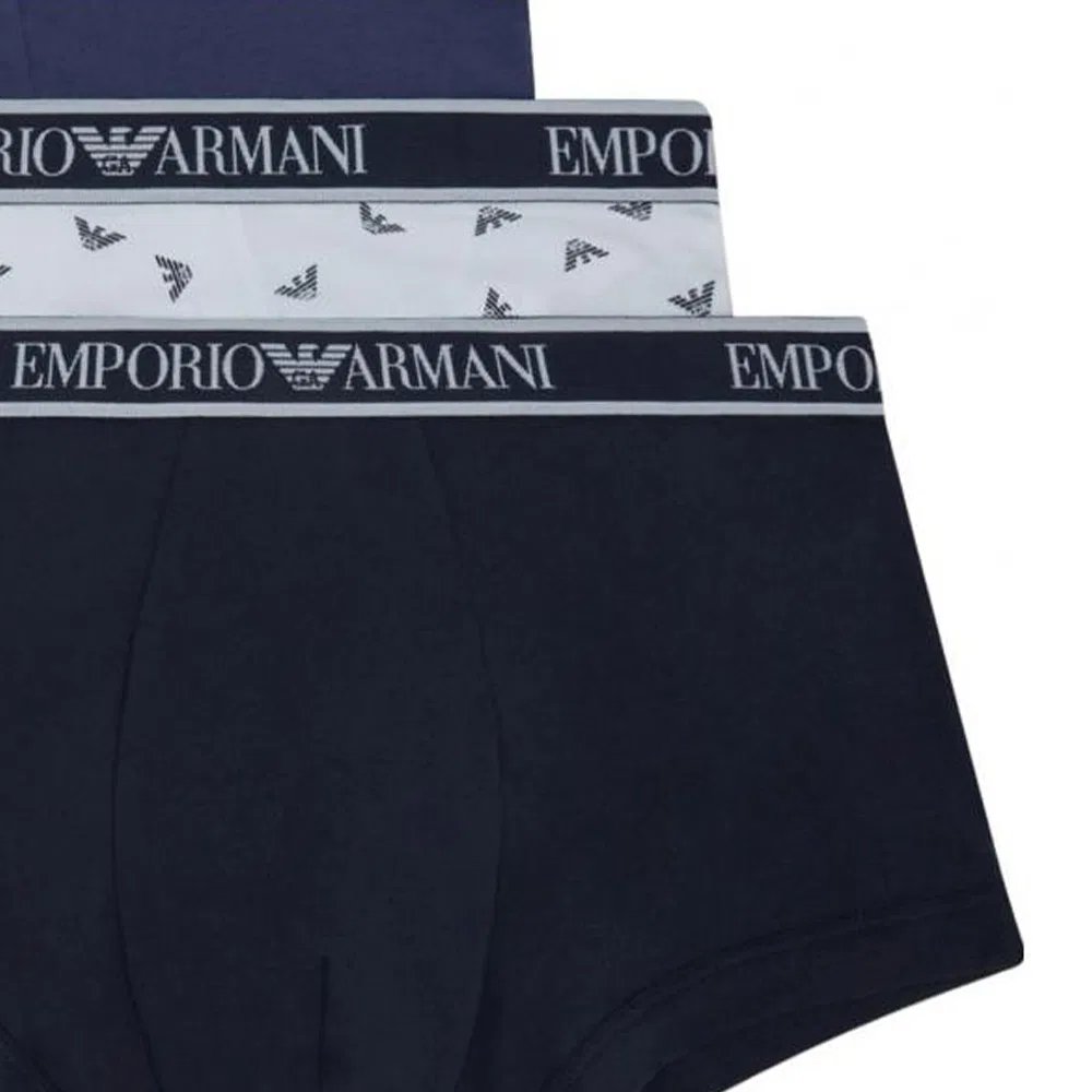 Мужские боксеры с принтом 3 шт EMPORIO ARMANI, Black/Light Gray/Marine Blue — фото 4