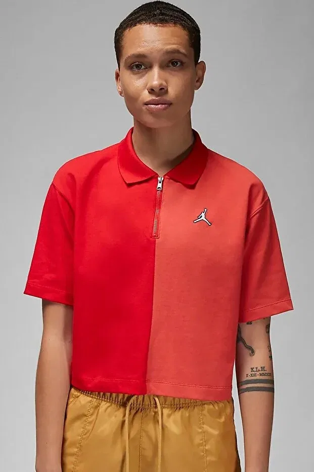Женская футболка свободного кроя с молнией Jordan Flight Loose Fit 1/4 Zip T-Shirt Nike, Red
