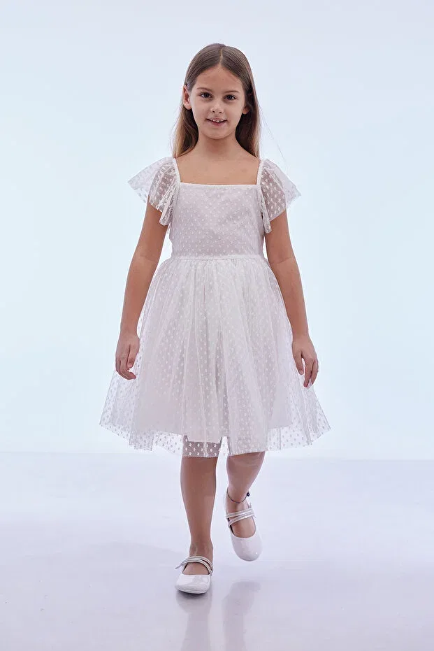 Детское платье для девочек с коротким рукавом Ahengim Kids, White — фото 4