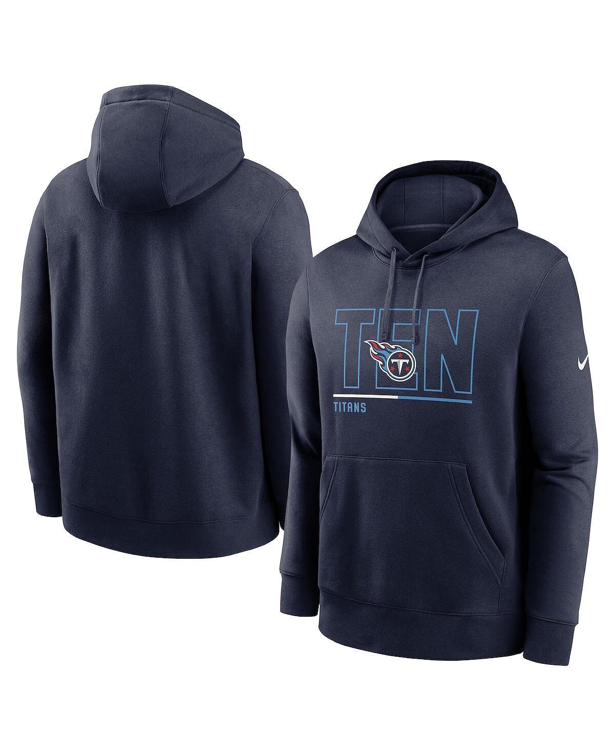 Мужская темно-синяя флисовая толстовка с капюшоном tennessee titans city code club Nike, синий — фото 2