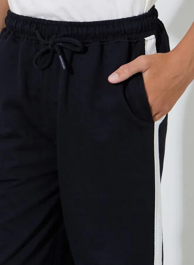 Styli Штаны-джоггеры прямые с боковыми полосками для подростков, черный — фото 4
