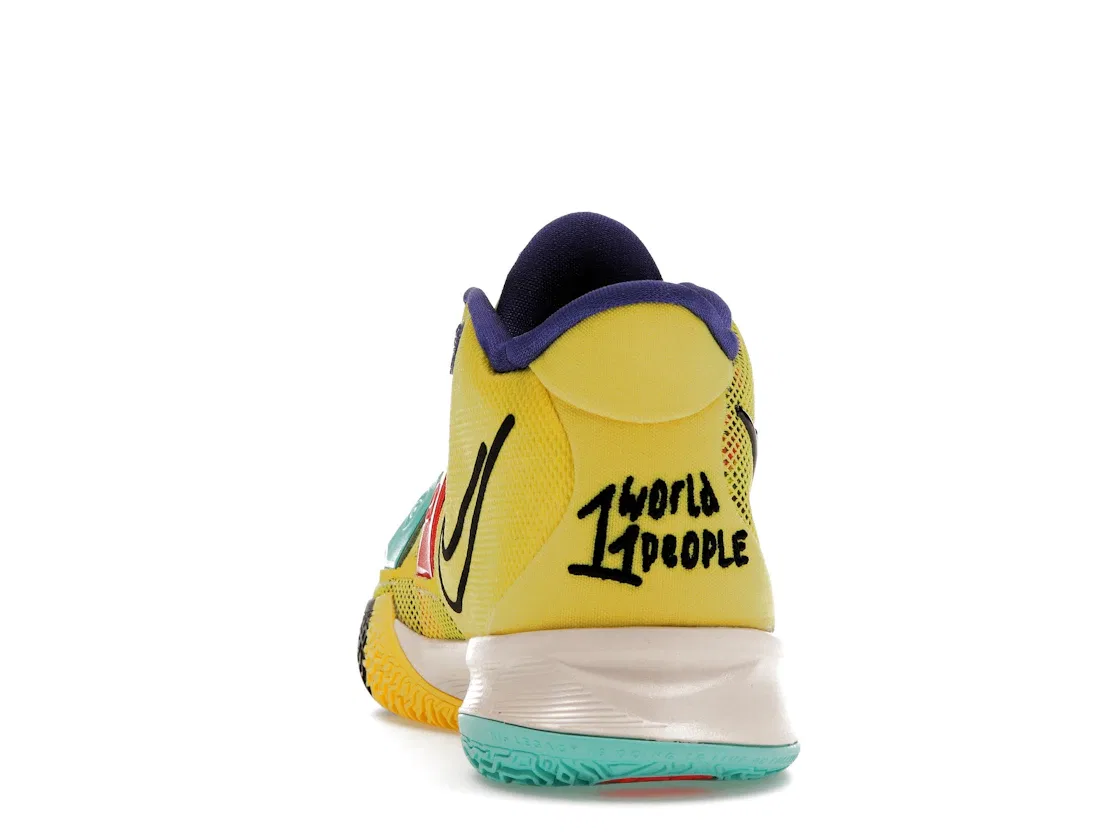 Детские кроссовки для баскетбола с принтом Nike Kyrie 7, Yellow Strike/Black/Green Abyss/Bright Crimson — фото 4