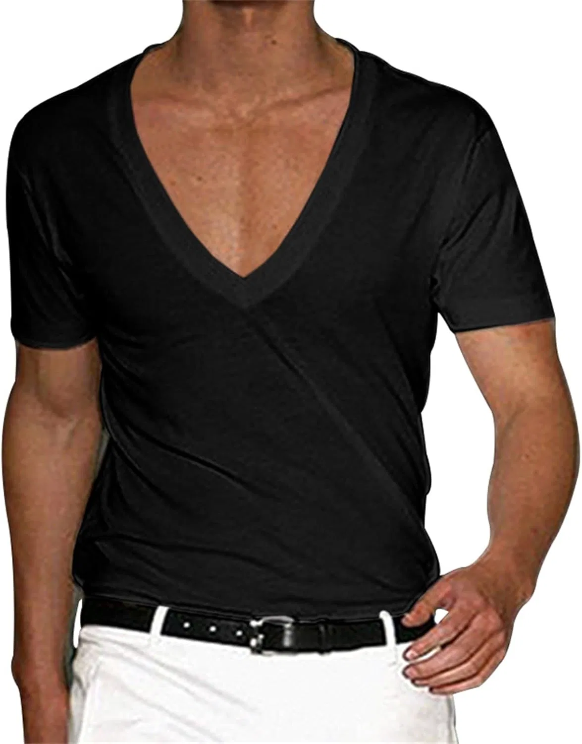 Мужская футболка с глубоким V-вырезом Athletic Fit, Black