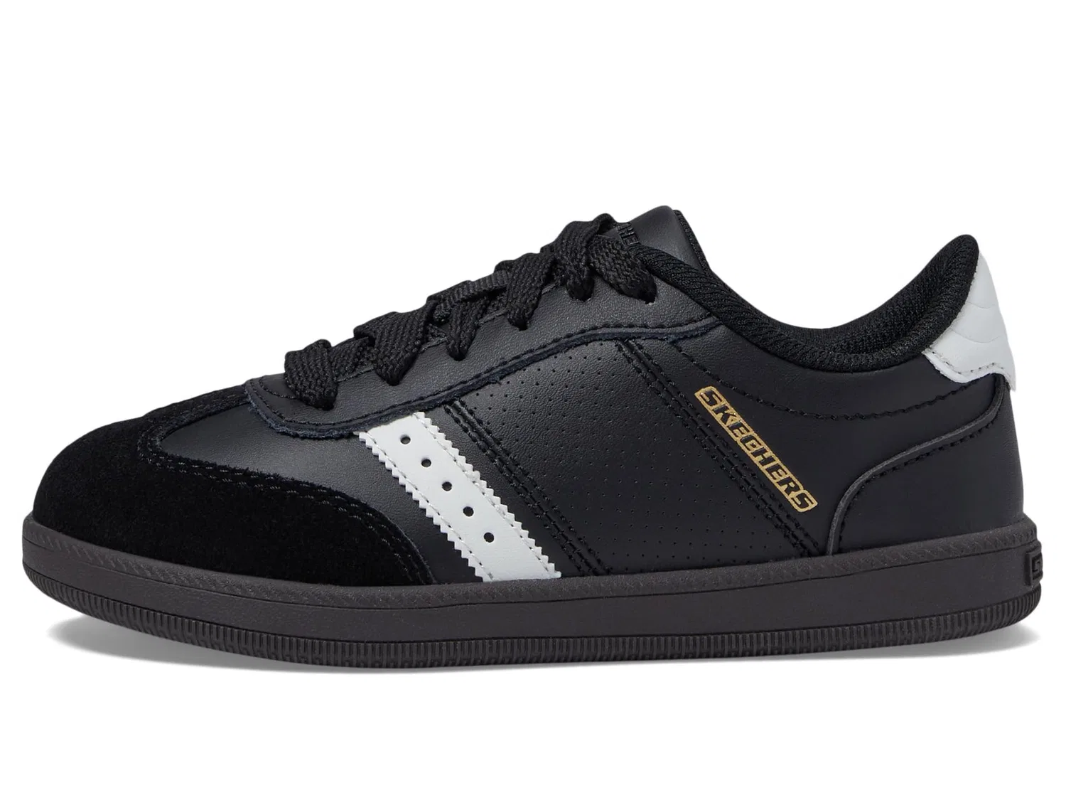 Детские кроссовки для мальчиков Skechers Zinger Street Trainers, Black Synthetic Leather White Trim — фото 4