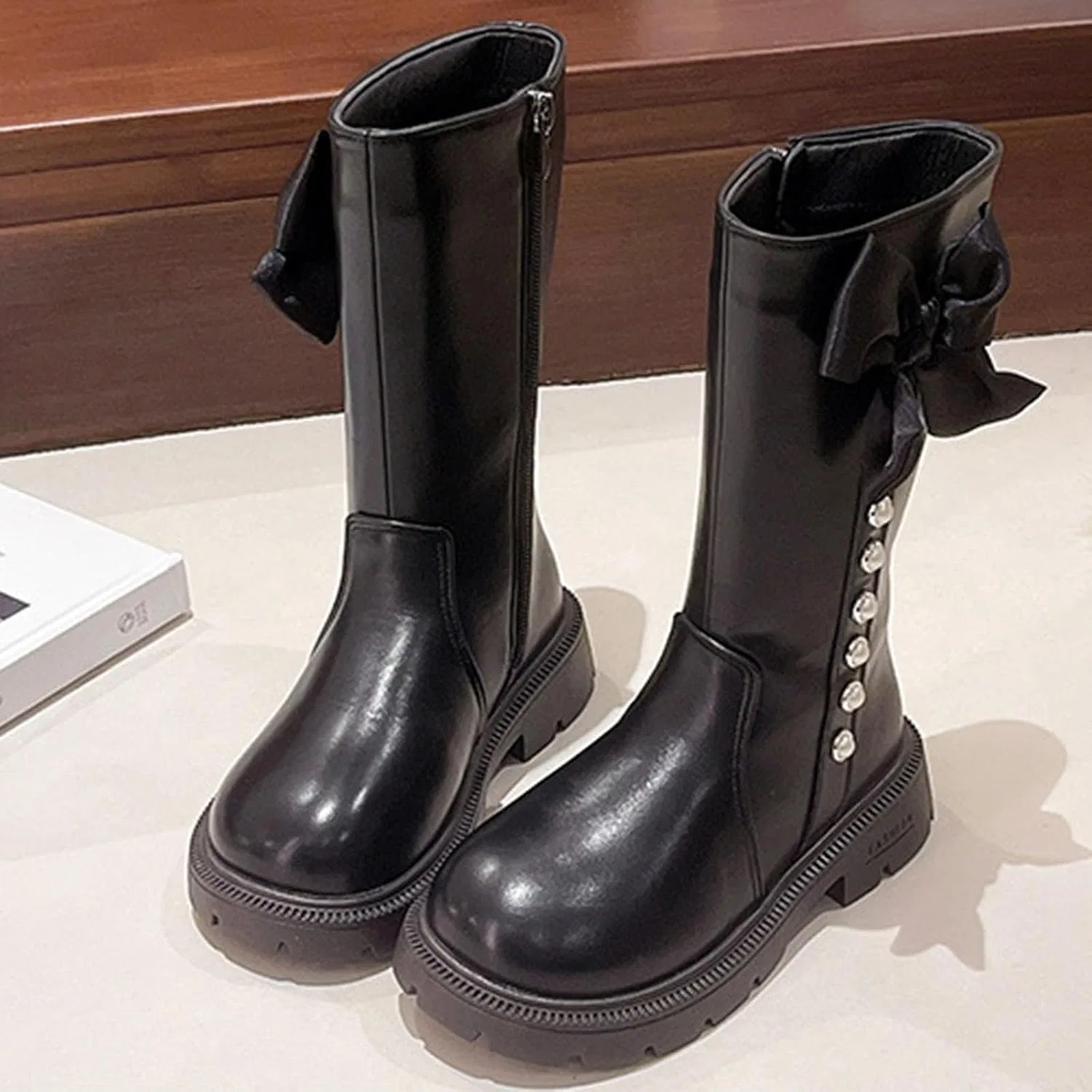 Детские сапоги для девочек с блестками, модель Cowgirl Boots Glitter, бренд, Black — фото 4