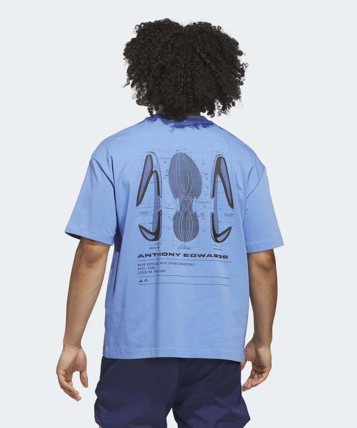 Мужское футболка с принтом Anthony Edwards GFX Schematic Adidas, Blue — фото 2
