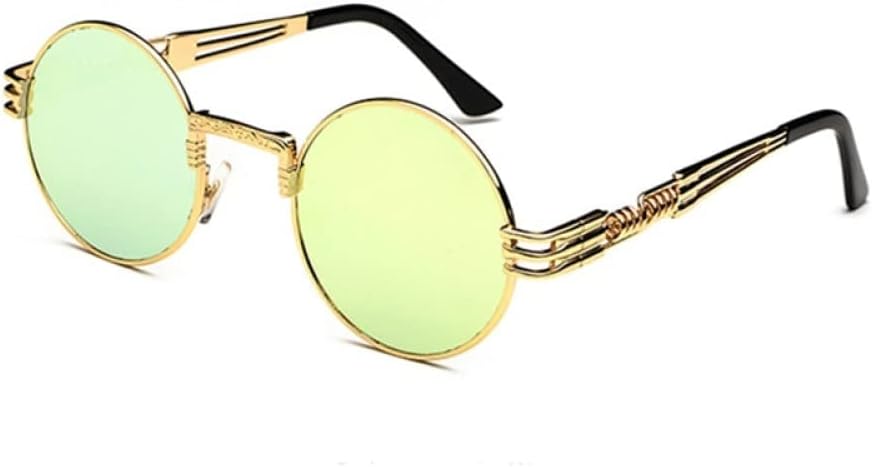 

Ретро-стимпанк круглые металлические солнцезащитные очки для мужчин и женщин с двойными пружинными дужками, цветные, с защитой от УФ-излучения UV400 LANGSER, N7 Gold Gold