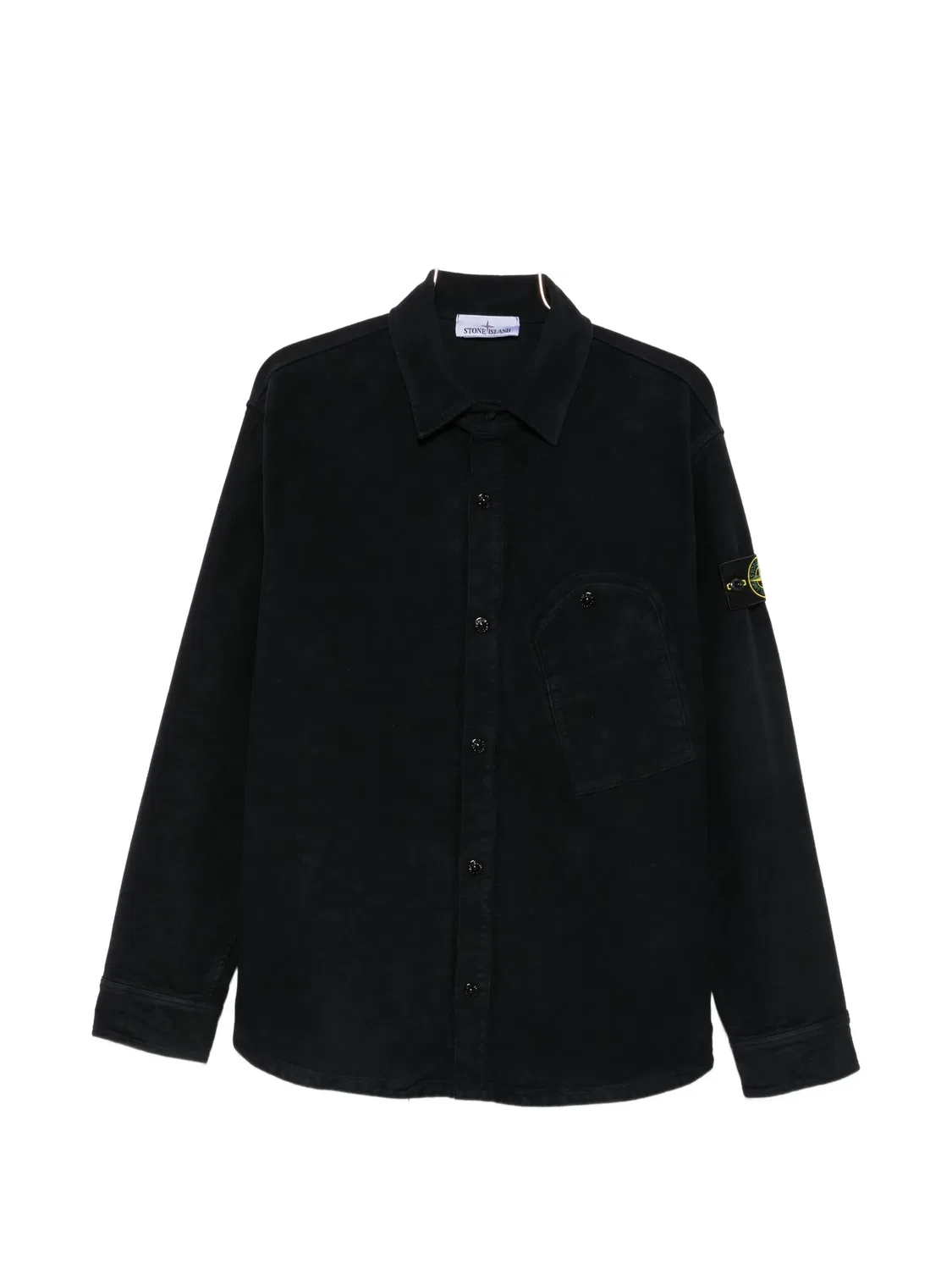 Рубашка на пуговицах с нашивкой с логотипом Stone Island, черный