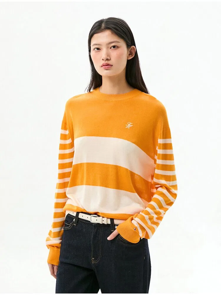 Свитер с цветными полосками TOMMY HILFIGER, Bronze