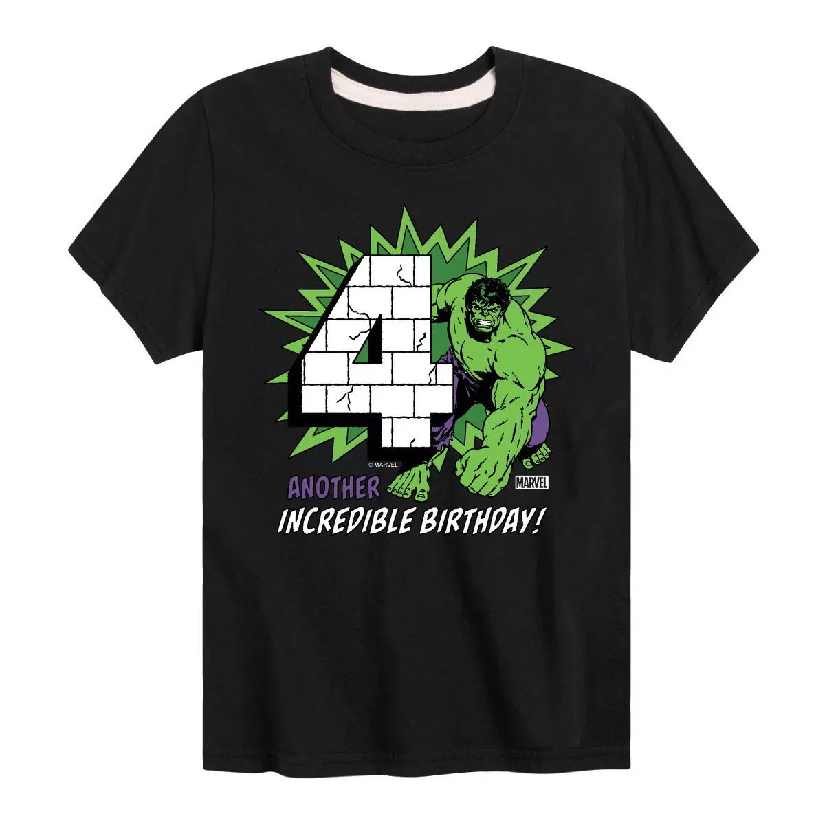 Детская футболка с принтом Hulk Incredible Birthday 4 Marvel, Navy