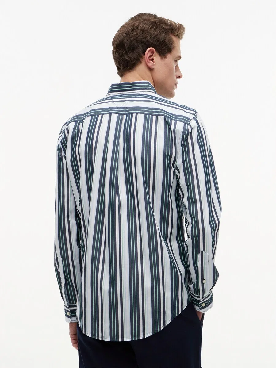 Рубашка TOMMY HILFIGER Regular fit на пуговицах, модель «Regular Fit Multicolour Stripe», изумрудного и мятного цвета — фото 4
