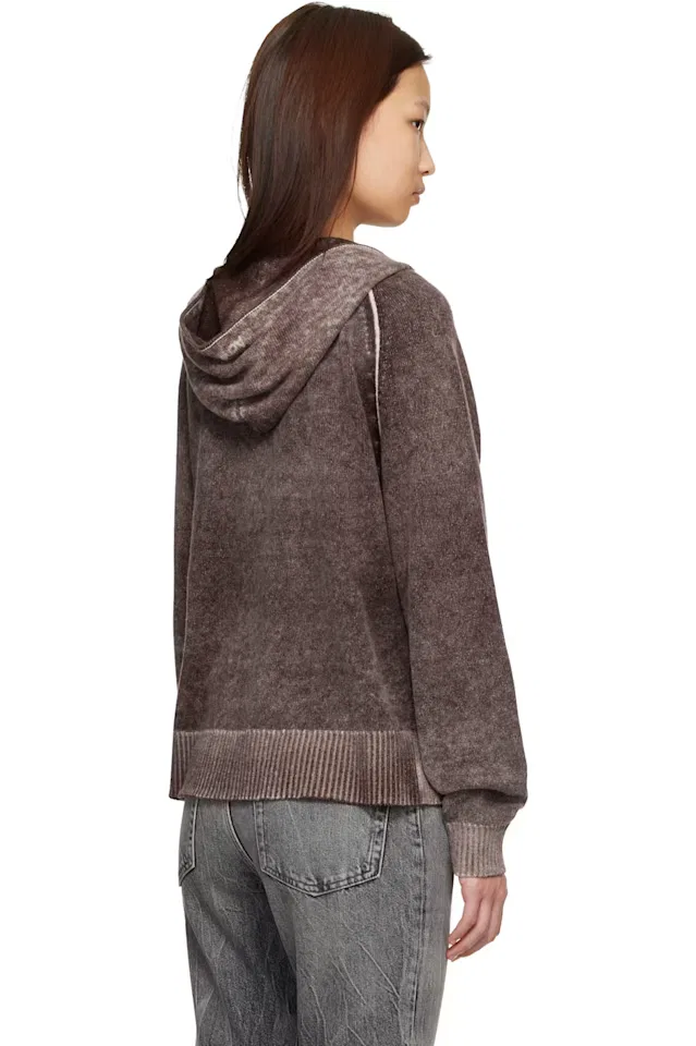 Бордовое худи на молнии Acne Studios — фото 3