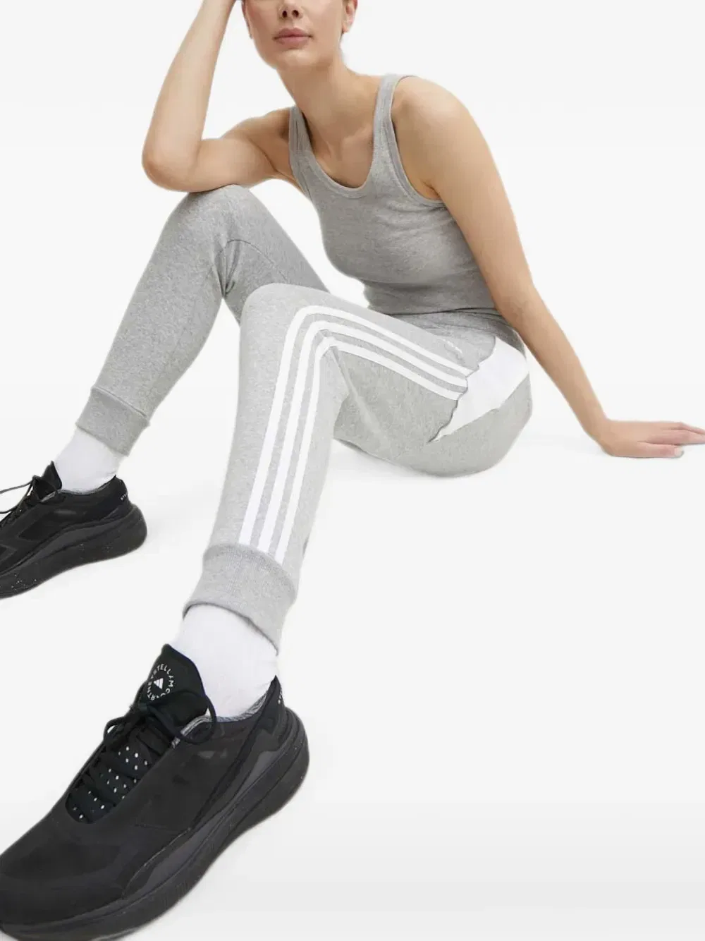 Брюки со вставками и полосками Adidas, серый — фото 4