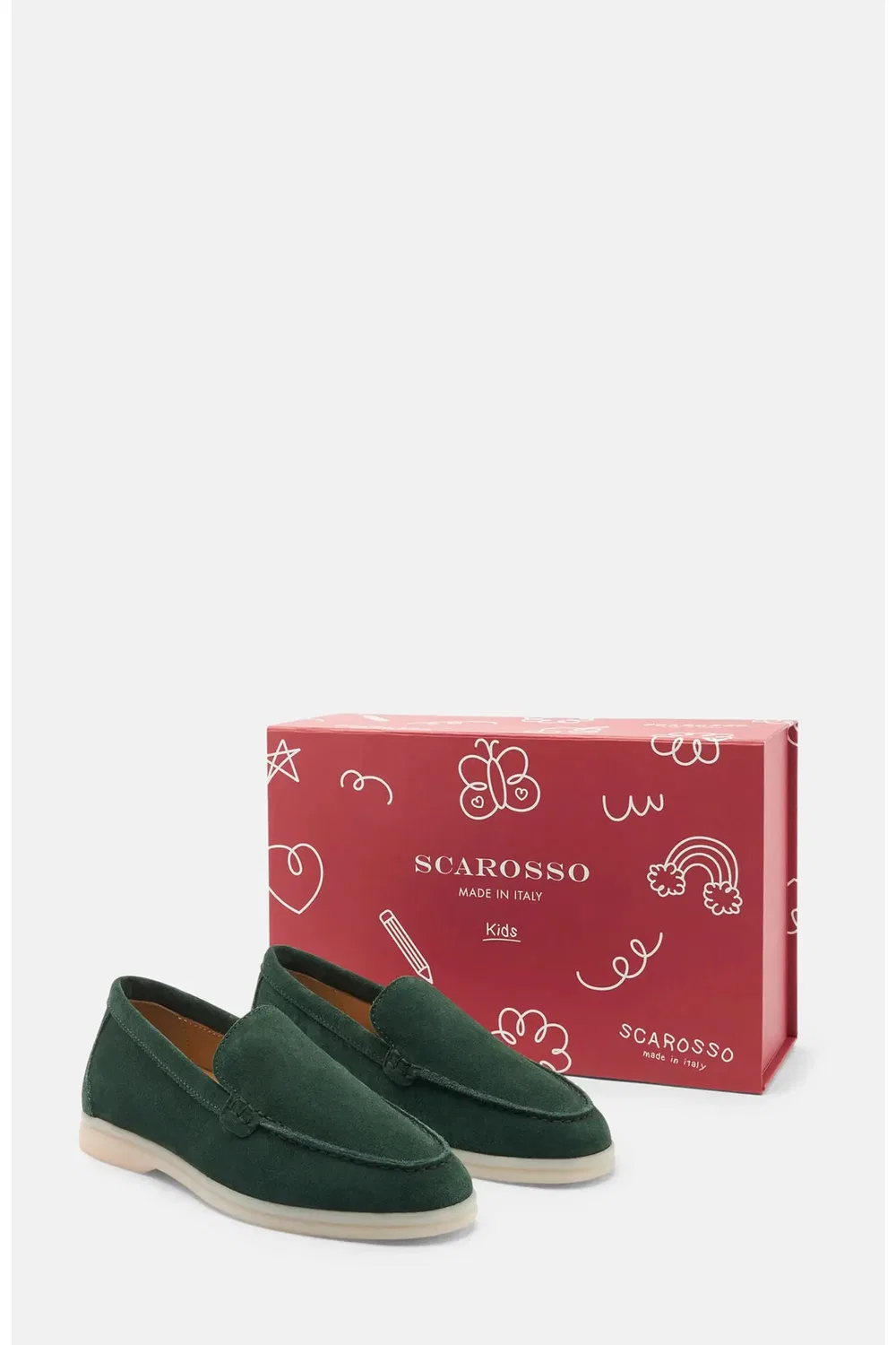 Детские туфли лоферы на плоской подошве Ludovica SCAROSSO, Green - Suede — фото 2