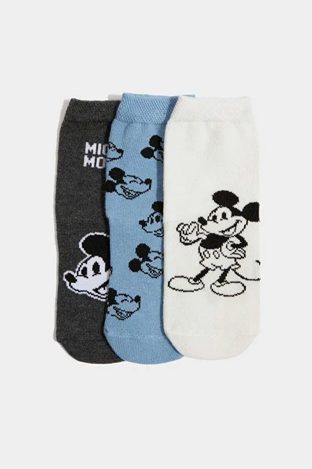 Детские носки для мальчиков хлопковые Disney mickey & minnie non-slip sole 3-piece cotton long socks Defacto, Multicolor-Kr1