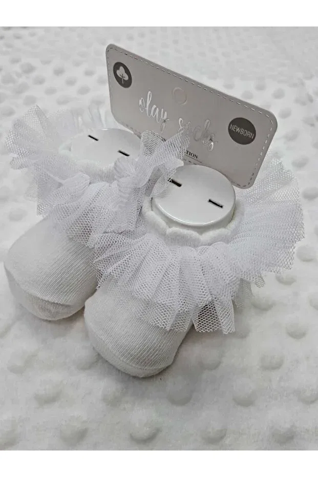 Детские носки для новорожденных хлопковые Sundan newborn cotton pack of tulle baby socks Berkay, White — фото 2