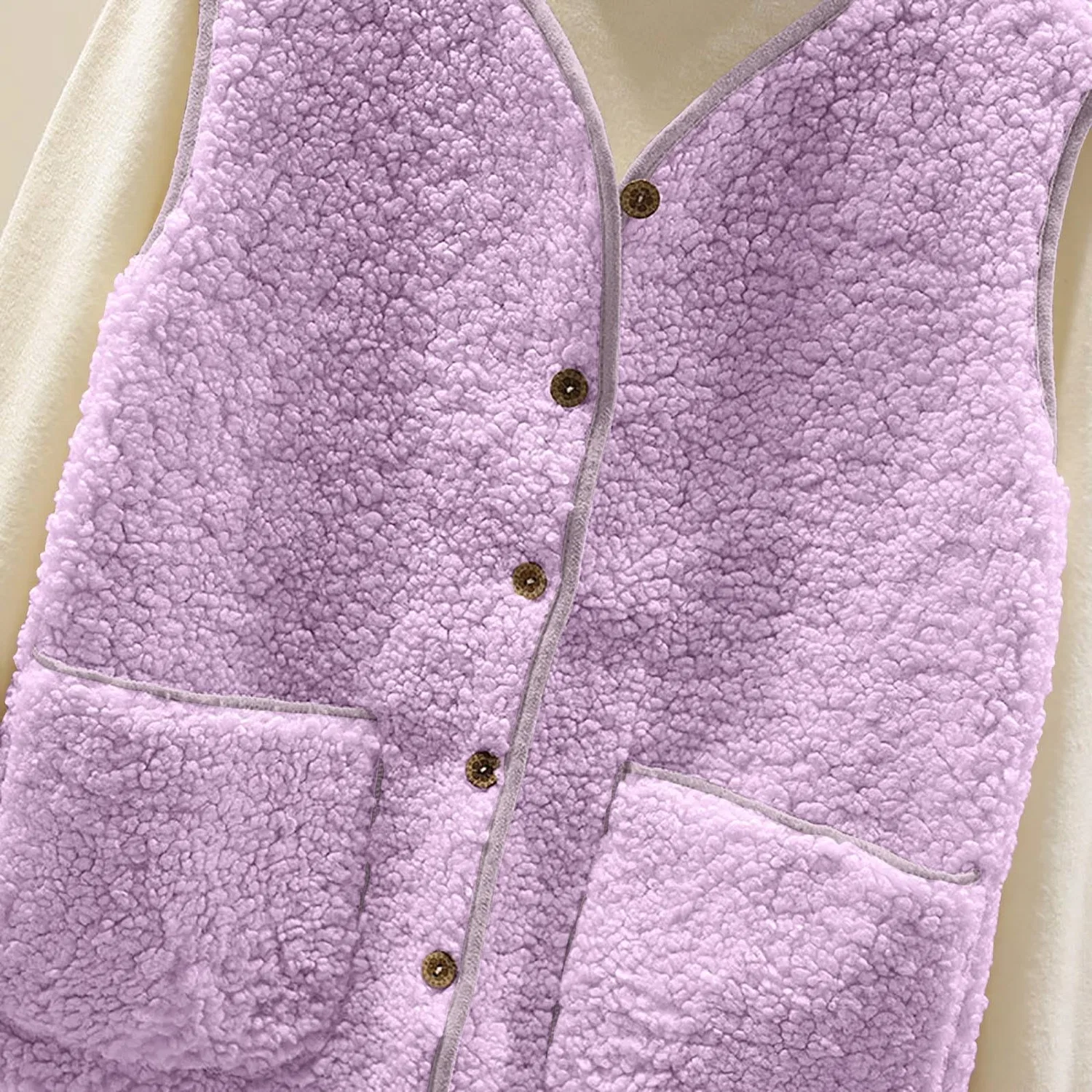 Женский жилет из флиса с принтом Teddy Fleece Vest, purple — фото 4