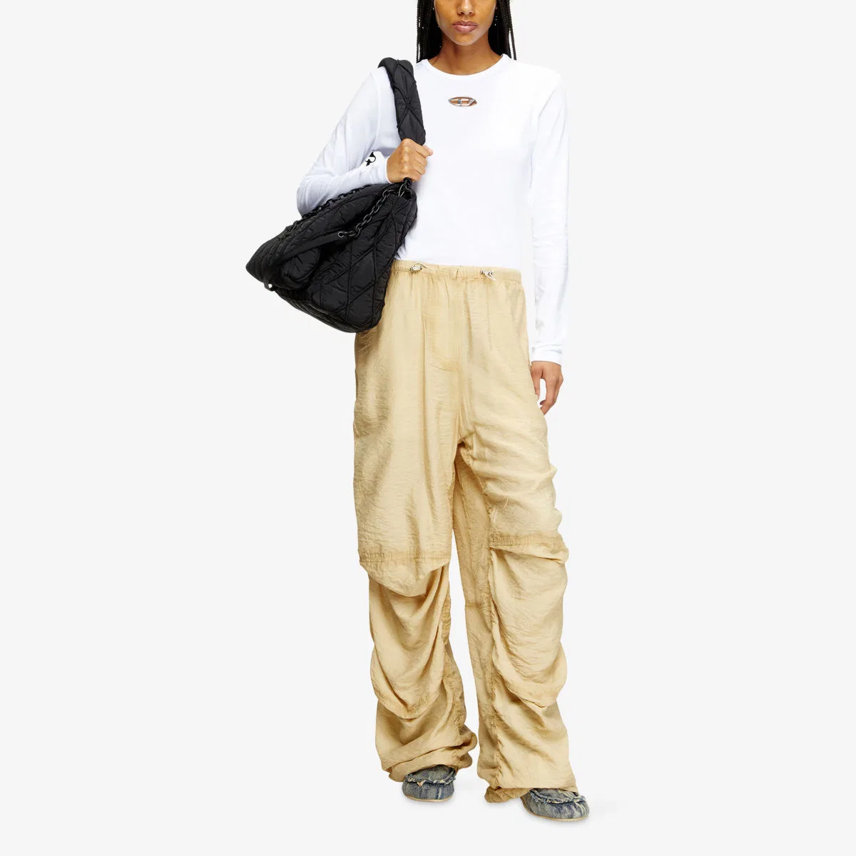 Хлопковый трикотажный топ с фирменной вышивкой T-uncutie-long-ls-od Diesel — фото 2