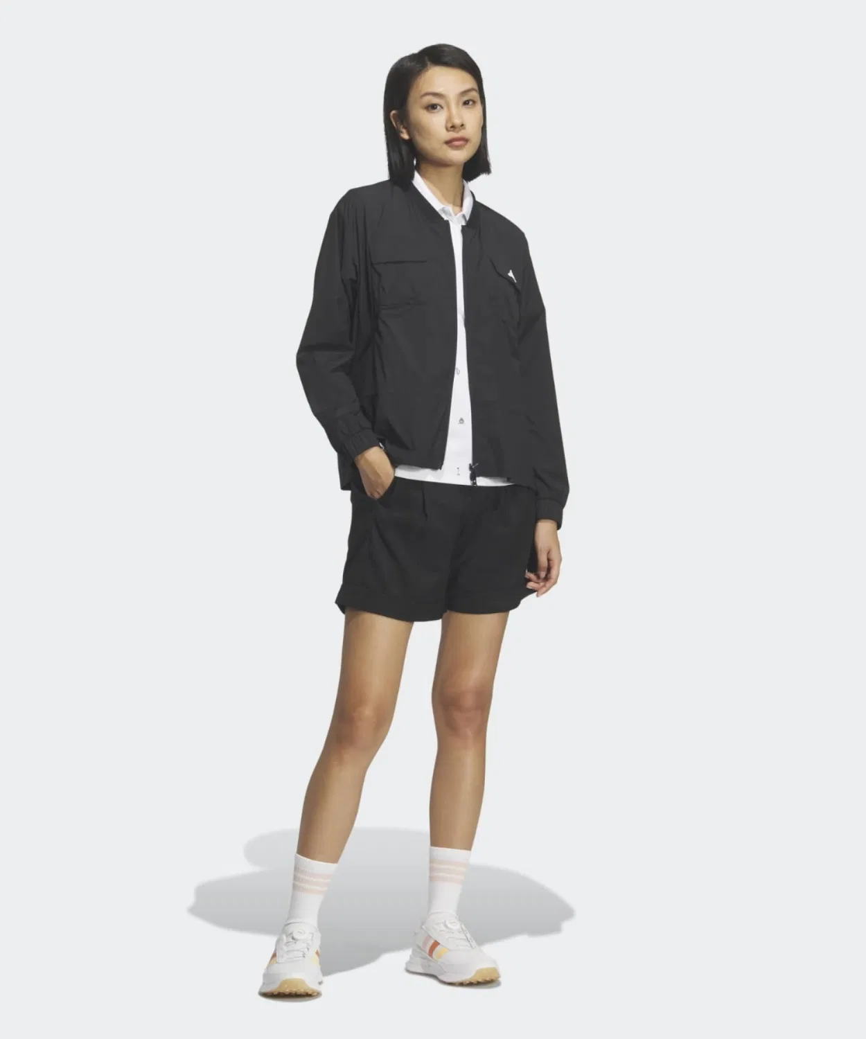 Женская ветрозащитная куртка с фулл-зип, легкая, Adidas, Black — фото 4
