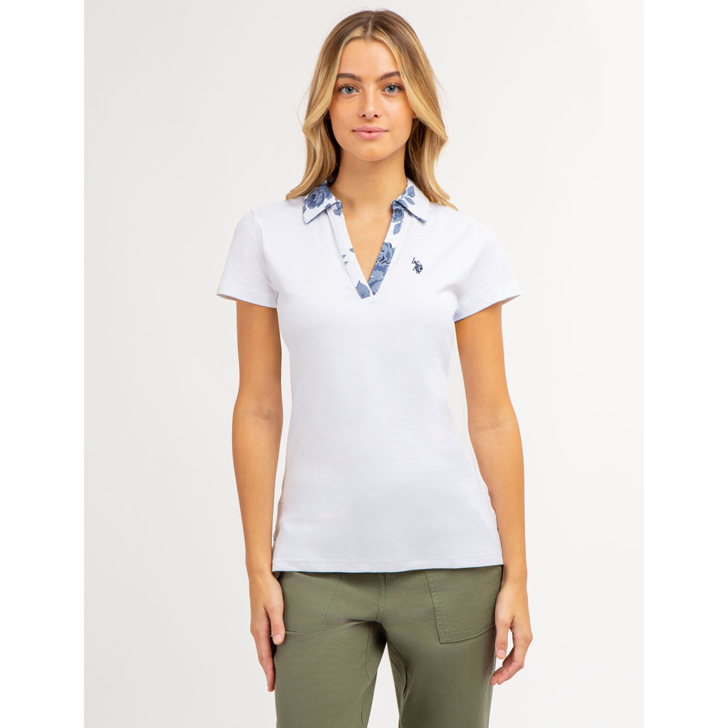 

Футболка-поло U.S. Polo Assn. Split Neck Rose Print, белый