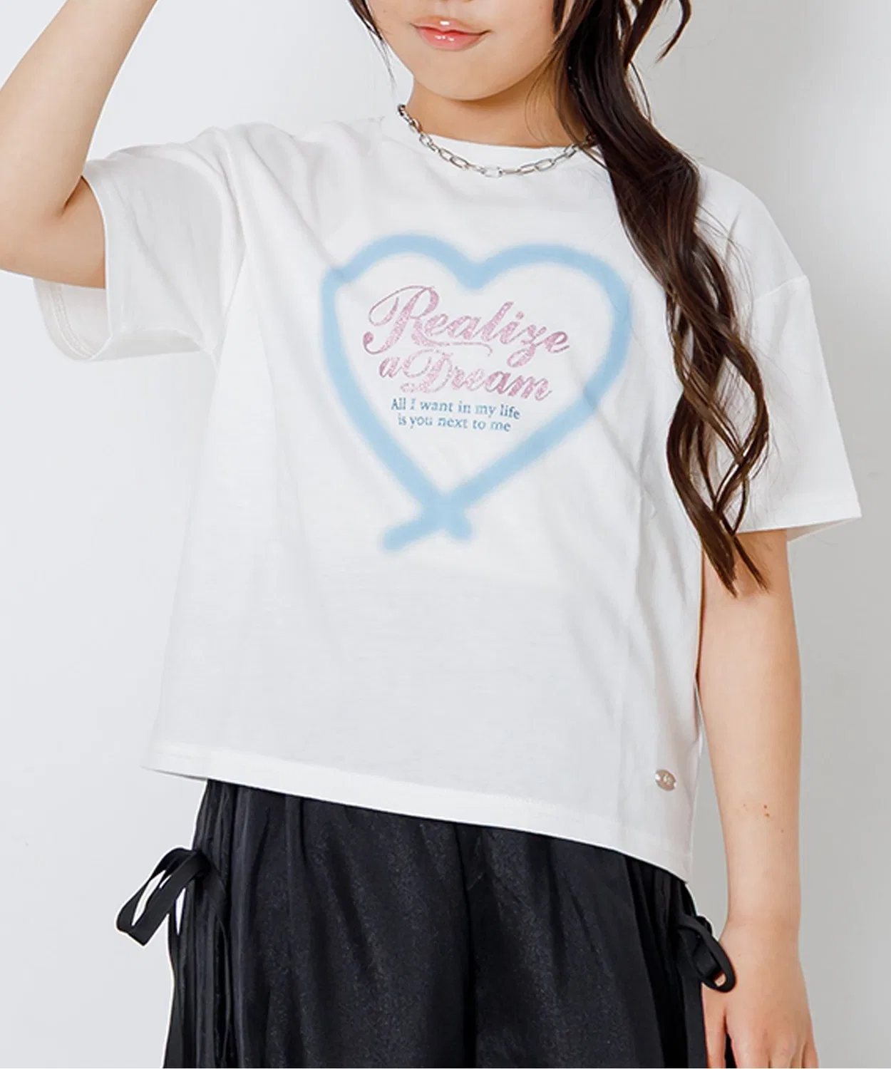 Детская футболка с принтом Spray Heart Lame algy, Off White