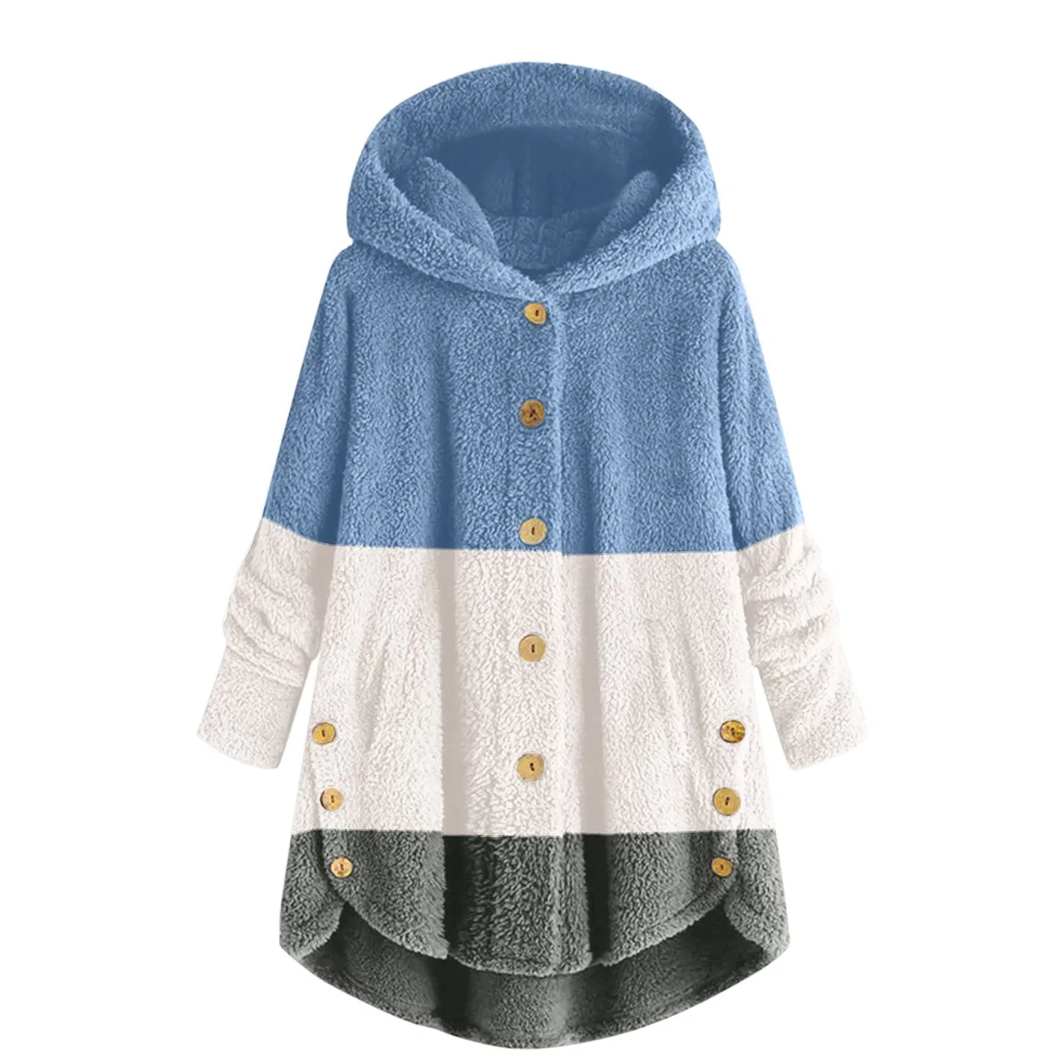 Женское утепленное пальто Teddy с капюшоном, Blu