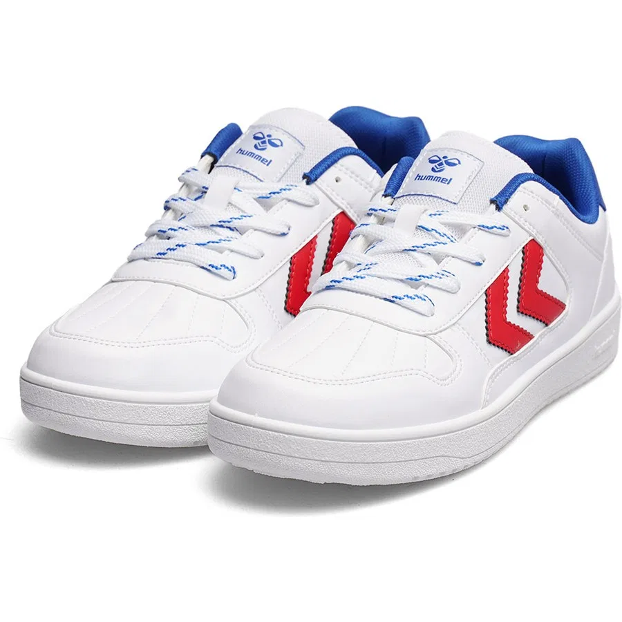 Кроссовки с шнуровкой Court 1990 Hummel, Бело-синий — фото 3