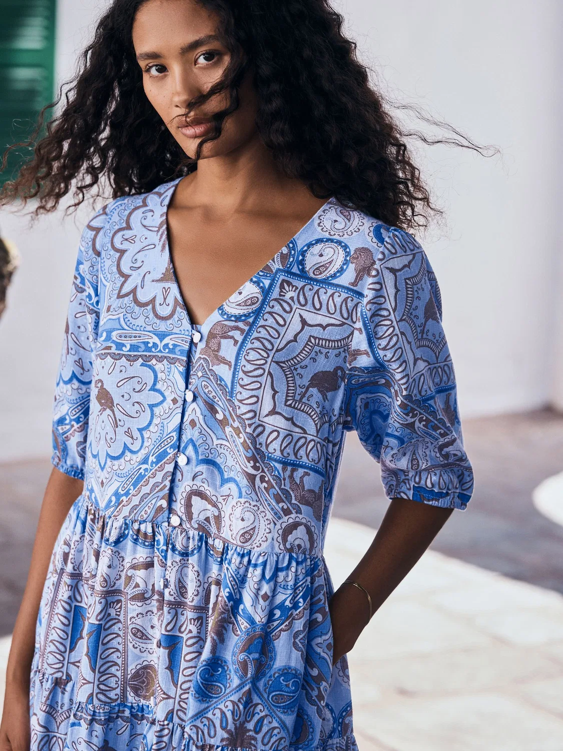 Платье мини с принтом, Blue Scarf Print Next, синий — фото 4