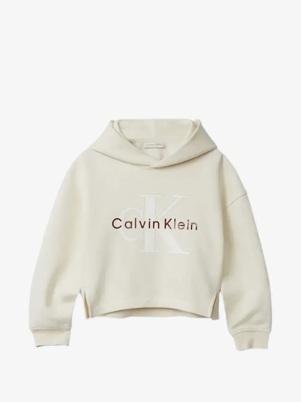 Худи с приспущенными плечами и логотипом Calvin Klein Kids, бежевый