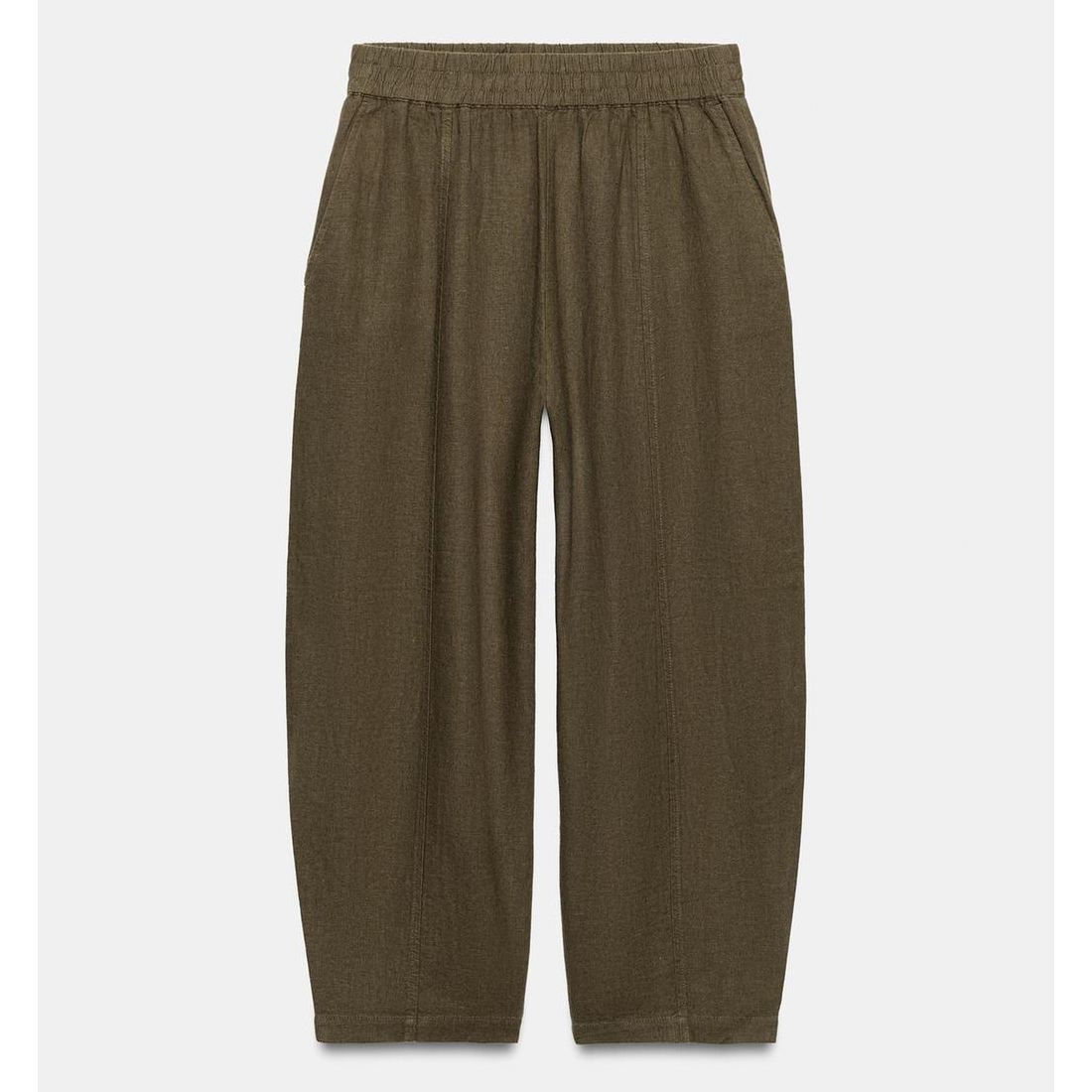 Брюки Zara Barrel Linen Blend, хаки