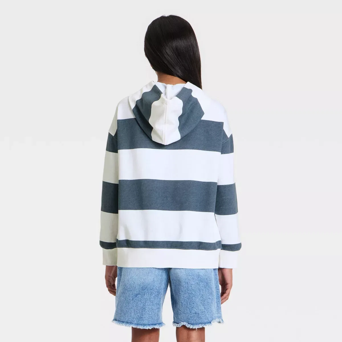 Детское худи-олимпийка с принтом Oversized French Terry Zip-Up Hoodie Sweatshirt GIRLS ART CLASS, Blue — фото 2