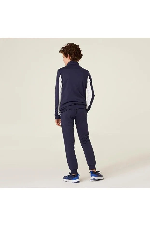 Детский спортивный комплект для девочек с принтом Sportswear Decathlon, Dark Navy Blue / Off-White — фото 2