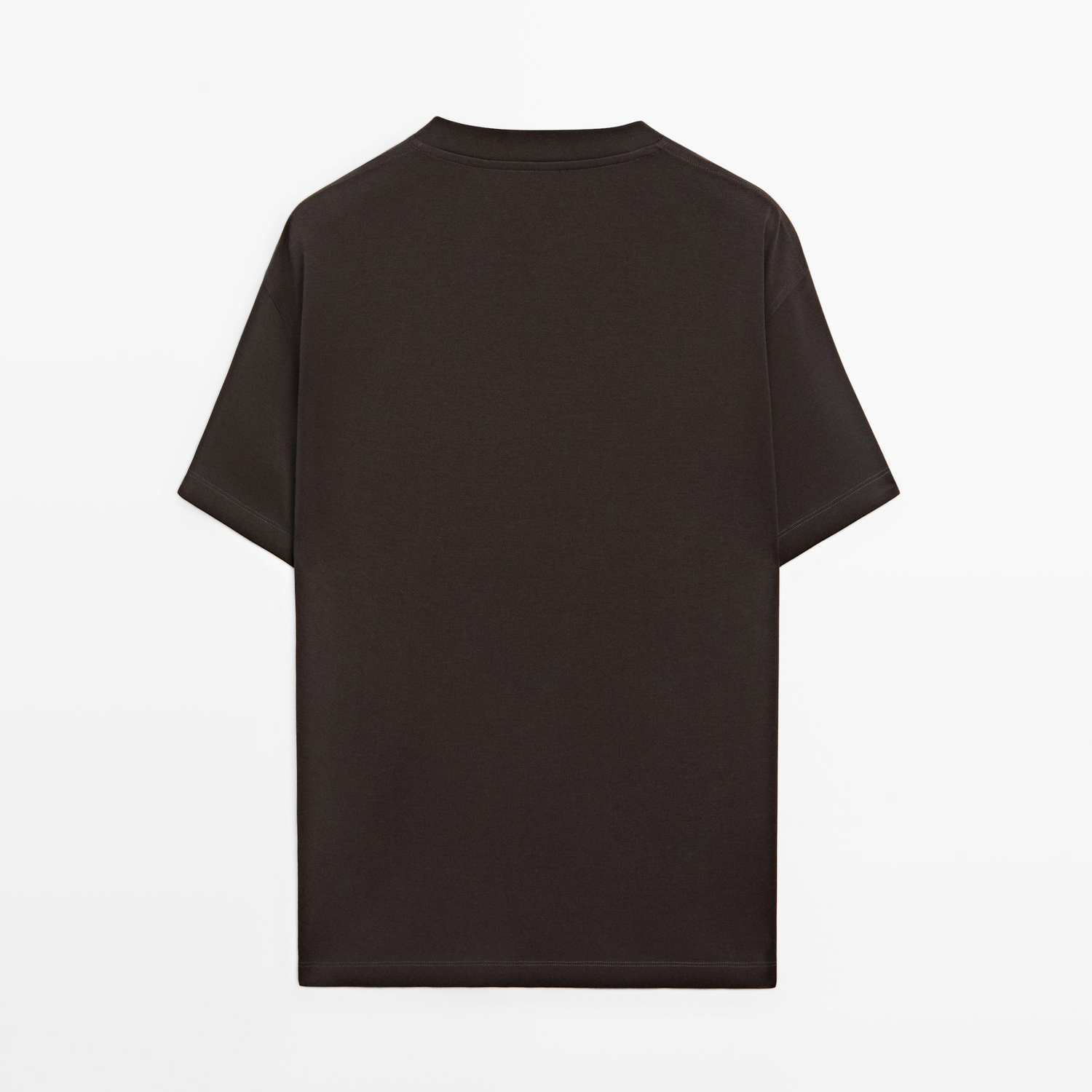 Футболка Massimo Dutti Boxy Fit Short Sleeve Cotton Blend, коричневый — фото 2