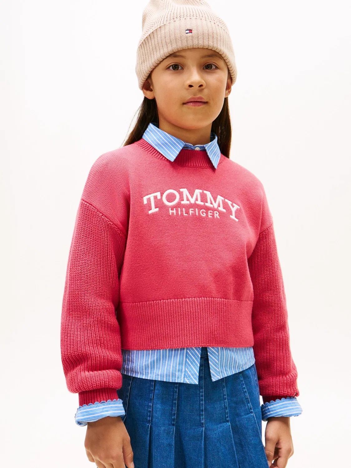 Джемпер свободного кроя с вышивкой логотипа Tommy Hilfiger, Красный