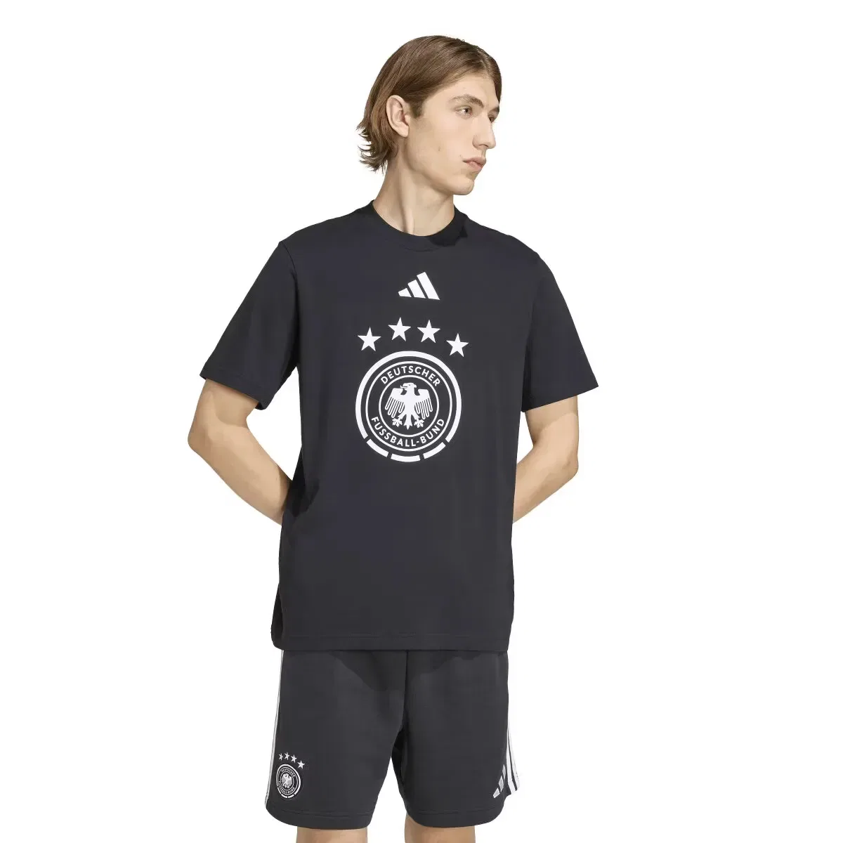 Мужская футболка с принтом Alemania Mundial 2026 DNA Graphic adidas, Negro