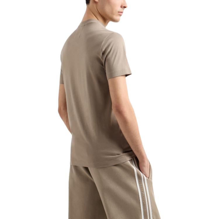 Футболка из пима-джерси с логотипом Print EMPORIO ARMANI, хаки — фото 4