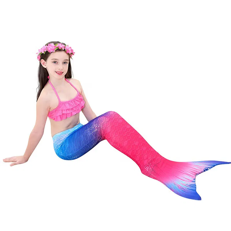 Комплект купальников бикини с блоком цветов 3-Piece mermaid swimming suit Jolly, розовый/синий — фото 2
