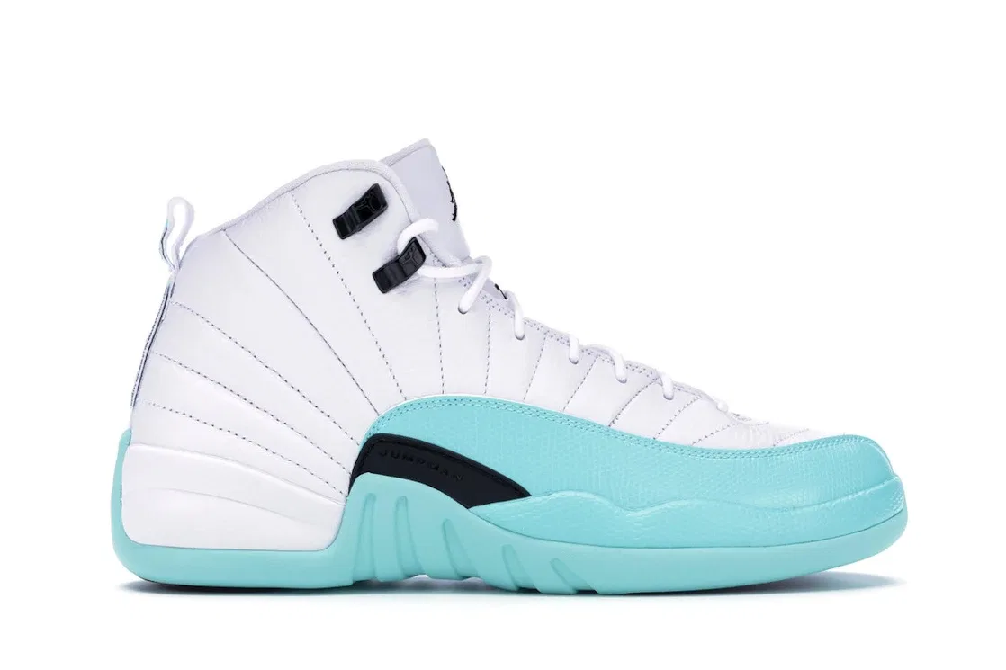 Детские кроссовки Lifestyle с цветными акцентами Jordan 12 Retro, White/Black-Light Aqua