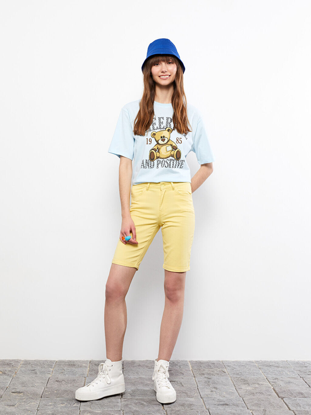 

Женские облегающие джинсовые шорты с высокой талией и карманами LCW Jeans