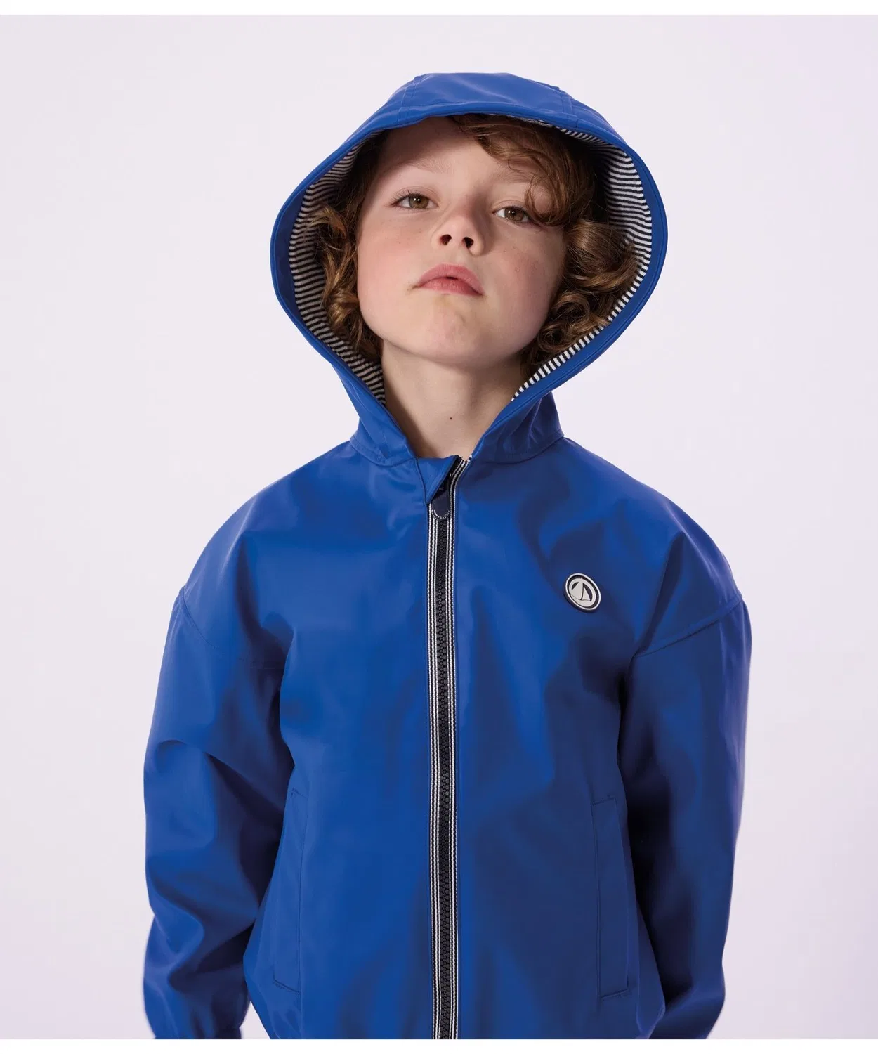 Детская куртка-блузон с капюшоном, средняя длина PETIT BATEAU, Blue