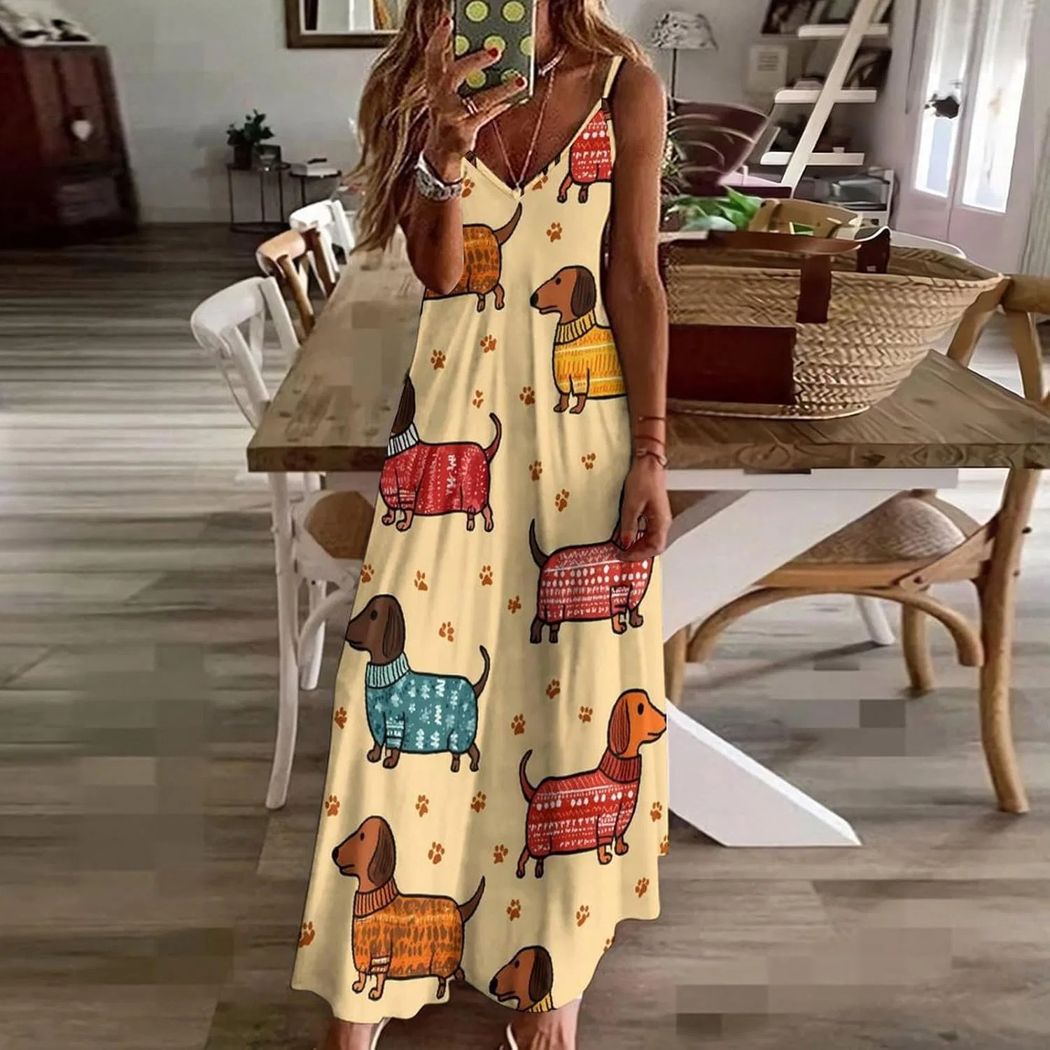 Женское длинное пляжное платье с регулируемыми бретелями, Style — фото 3