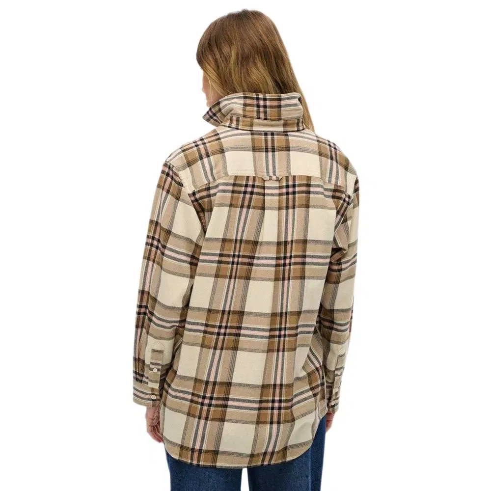 Рубашка фланелевая Superdry Check Flannel Boyfriend, бежевый — фото 2