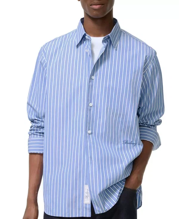 Мужская рубашка с длинным рукавом с полосками Relaxed fit striped cotton shirt Burberry, Classic Blue/White
