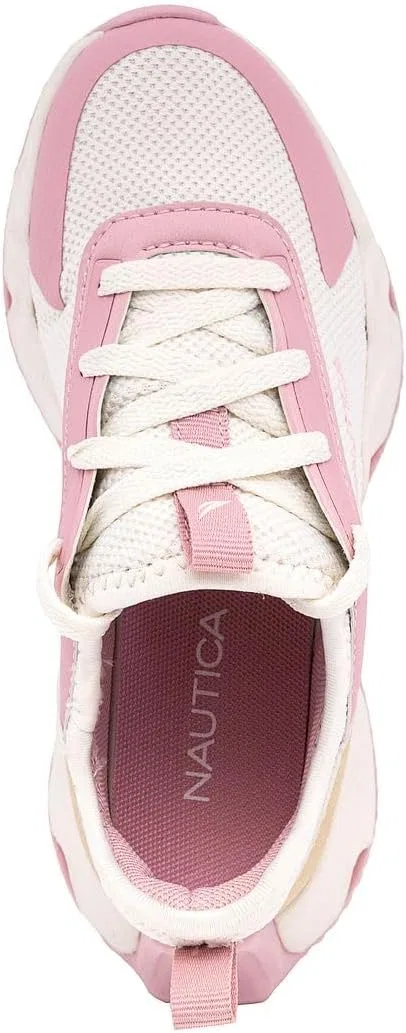 Детские кроссовки для девочек с шнуровкой Nautica, White Pink — фото 4