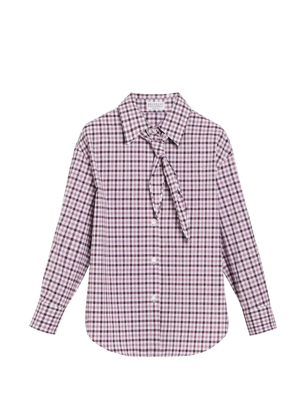 Поплиновая рубашка в клетку Brunello Cucinelli Kids, розовый