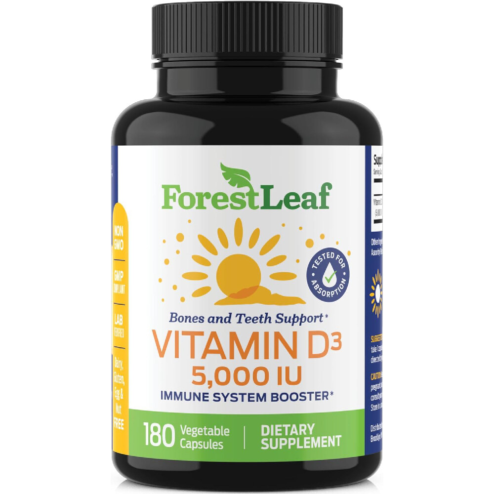 

Витамин D3 ForestLeaf Vegetable Capsules for Bones 5000 МЕ, 180 растительных капсул