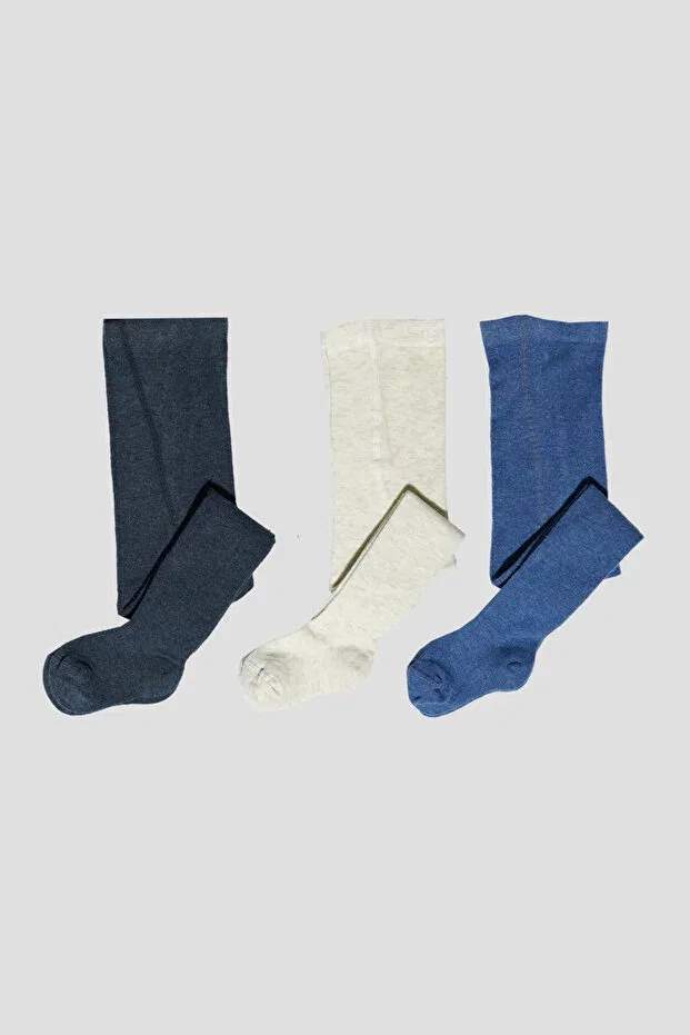 Детские колготки для девочек хлопковые 3 пары Defne Baby, Blue Coffee