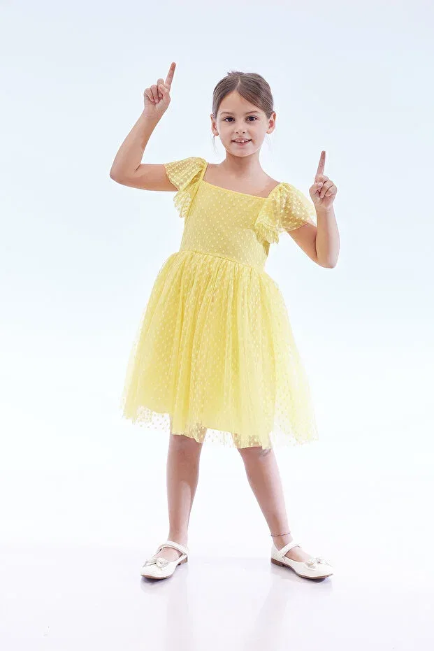 Детское платье для девочек с коротким рукавом Ahengim Kids, Yellow — фото 3