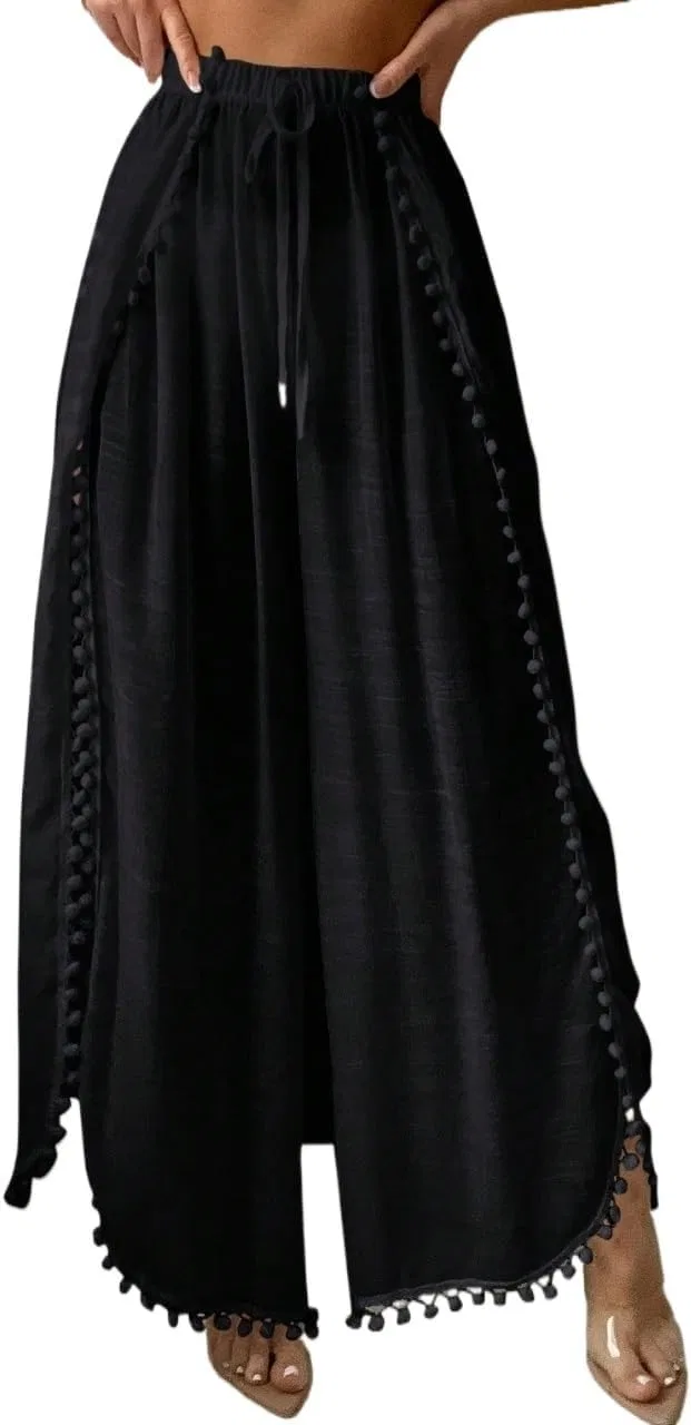 Женский пляжный кимоно с разрезом, Black